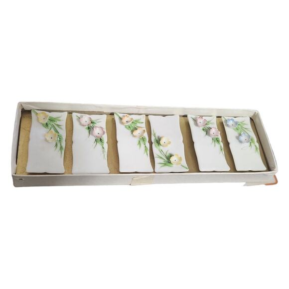 Vintage Royal Adderley Place Name Card Holders Floral Bone China England 6 - Picture 3 of 12
